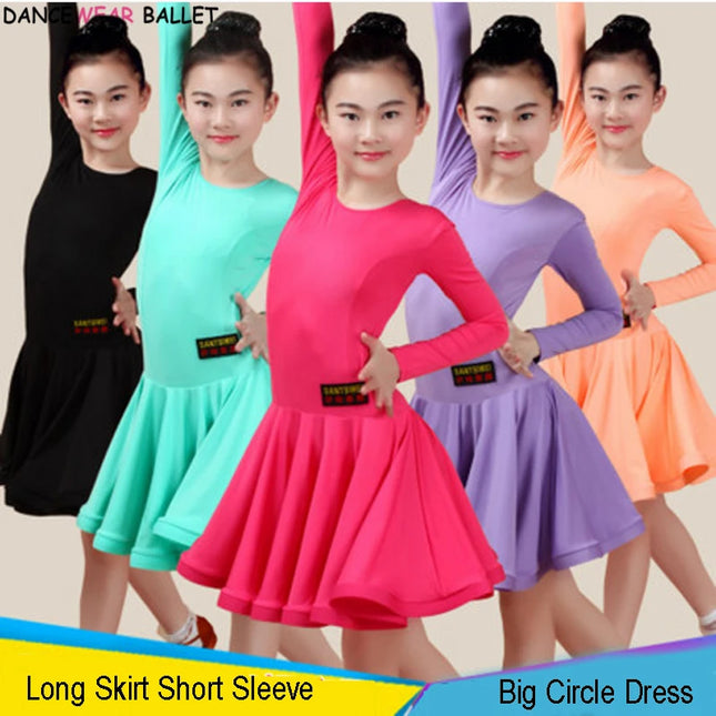 New Girls Ballroom Dancing Waltz Tango Dress Kids Salsa Bachata Latin Dance Costume Latin Dancing Clothes for Sale