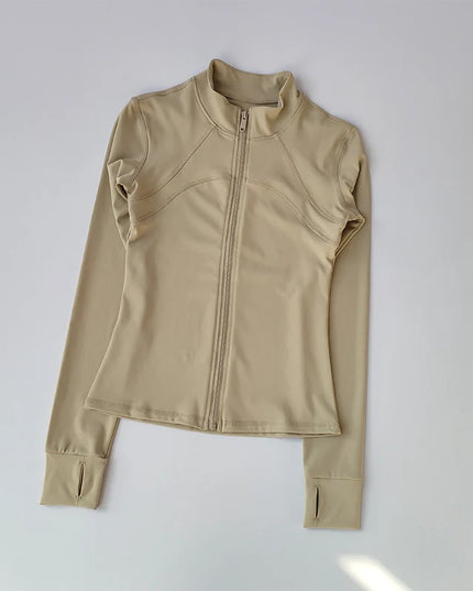 Yoga Suit Women'S High-End Standing Collar Long Sleeved Sports Jacket Running Training Fitness Top Windproof Running Suit